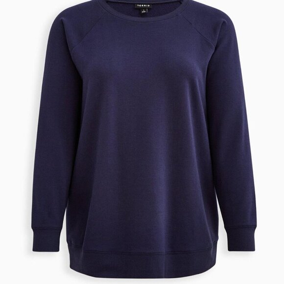 Torrid Classic Fit Ultra Soft Fleece Crew Neck Raglan Sweatshirt NWT Navy blue 3 - Picture 4 of 10